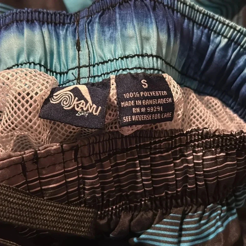 Kanu Blue Striped Swim Shorts Trunks NWT Size Small